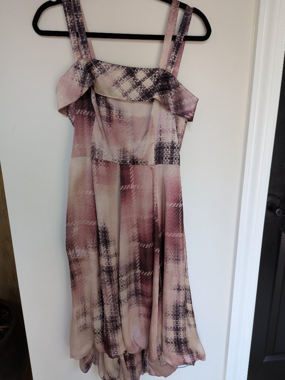 Hera Moda Studio 100% Silk Mauve Abstract Plaid Draped Dress EU 38